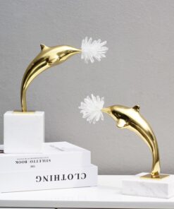 Cặp cá heo trang trí kệ tivi phòng khách đẹp