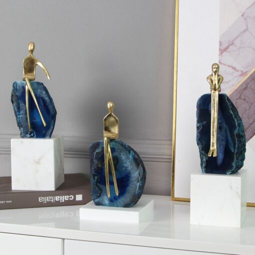 do trang tri truu tuong ke tivi phong khach Bộ 3 tượng trừu tượng trang trí kệ tivi phòng khách