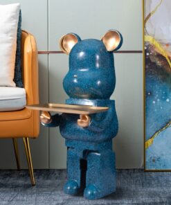 Mô hình gấu bearbrick bưng khay cao 80cm kích thước khay 40cm