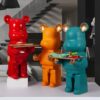 Mô hình gấu bearbrick bưng khay cao 80cm kích thước khay 40cm