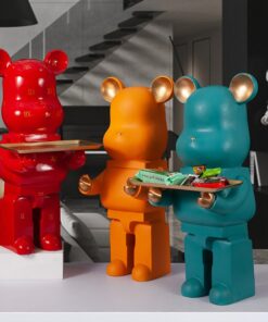 Mô hình gấu bearbrick bưng khay cao 80cm kích thước khay 40cm