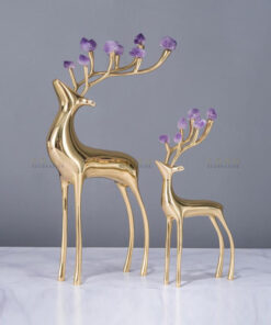 Hươu gắn đá thạch anh tím