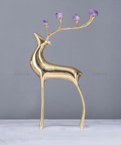 Hươu gắn đá thạch anh tím