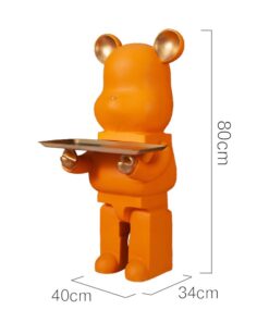 Mô hình gấu bearbrick bưng khay cao 80cm kích thước khay 40cm