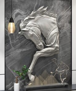 Phù điêu 3D đầu ngựa trang trí văn phòng