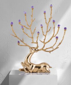 Tượng hươu phong thủy gắn đá