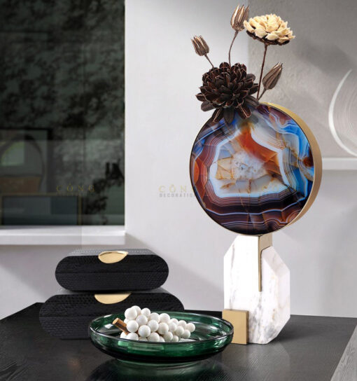 Đá cẩm thạch trang trí kết hợp bình cắm hoa hiện đại Đá cẩm thạch trang trí kết hợp bình cắm hoa hiện đại