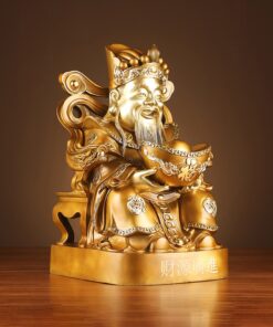 Tượng thần tài bằng đồng ôm tiền vàng