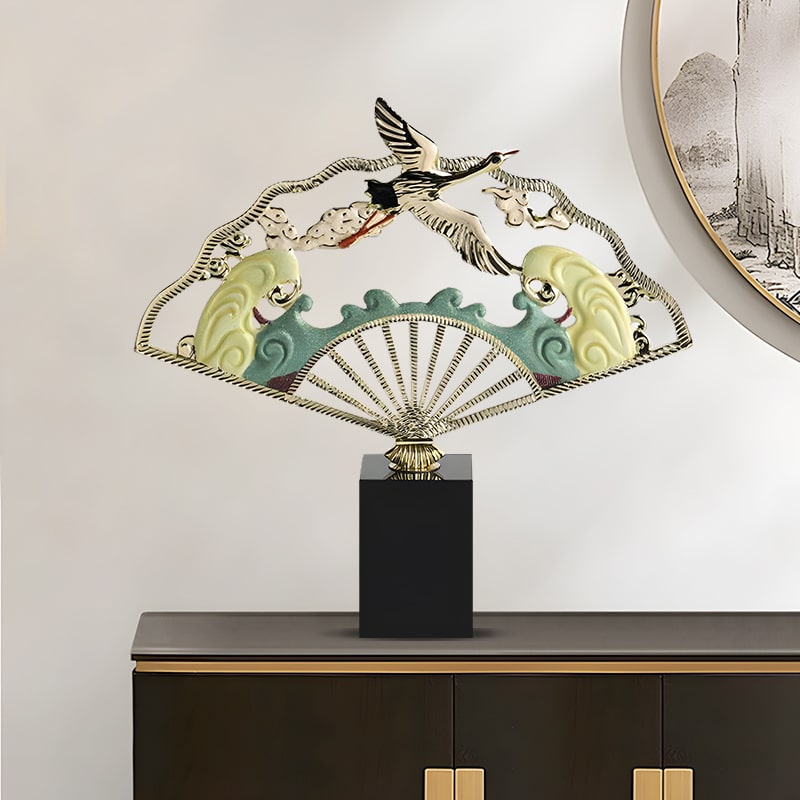 Tượng Quạt Chim Hạc "Lý Tưởng Phú Quý"