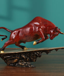 Tượng Bò Tót Long Lân Uy Lực Phong Thủy Màu Đỏ