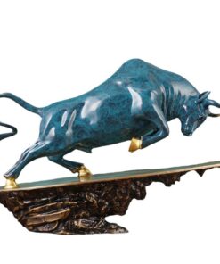 Tượng Bò Tót Long Lân Uy Lực Phong Thủy Màu Xanh