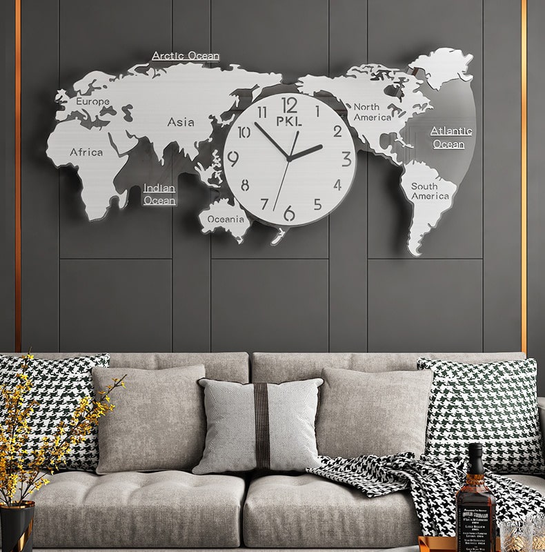 Tranh treo tường bản đồ thế giới Supper Light trang trí phòng khách