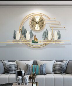 Tranh đồng hồ treo tường hươu nai