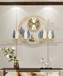 Tranh đồng hồ treo tường hươu nai