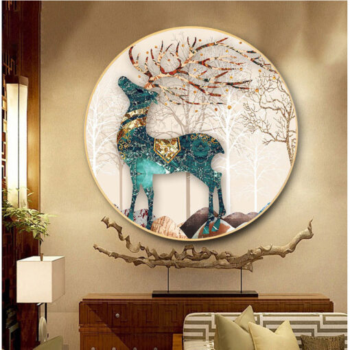 tranh huou 4 Tranh hươu nai tròn