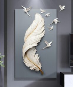 Tranh lông vũ 3D treo tường phòng khách