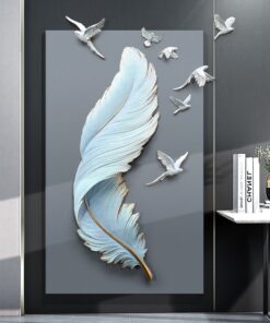Tranh lông vũ 3D treo tường phòng khách