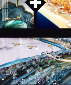 Bộ tranh pha lê hươu và núi