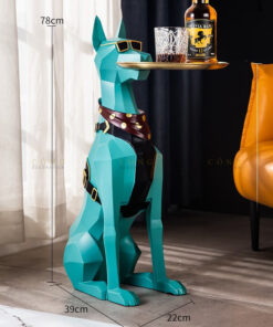 Tượng chó kết hợp khay đựng trà bánh