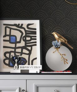 Chim hót trên đá trang trí kệ tivi