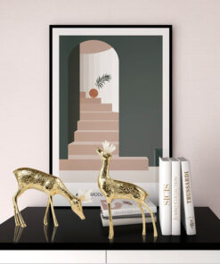 Con nai bằng đồng trang trí kệ tivi