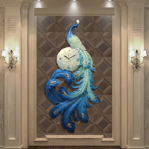 dong-ho-con-cong-treo-tuong 2 Đồng hồ con công treo tường nghệ thuật