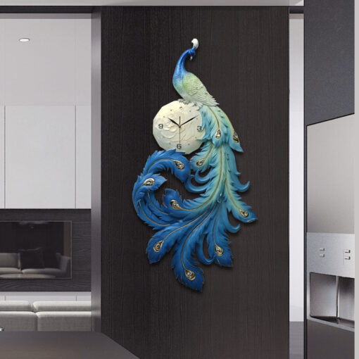 dong-ho-con-cong-treo-tuong 4 Đồng hồ con công treo tường nghệ thuật