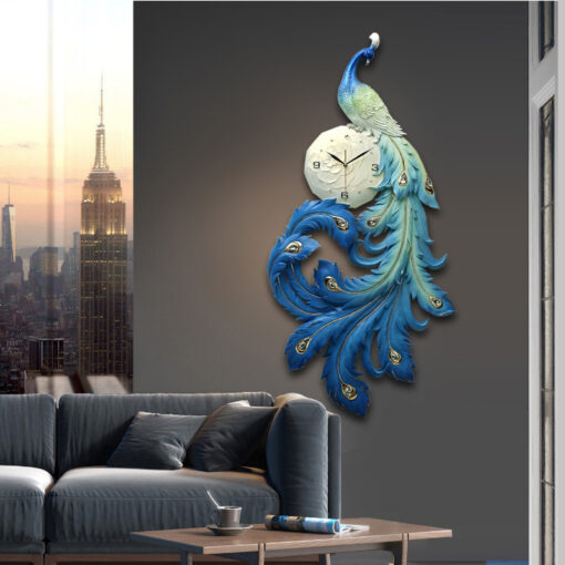 dong-ho-con-cong-treo-tuong 5 Đồng hồ con công treo tường nghệ thuật