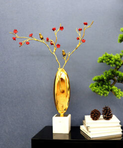 Mô hình hoa mai đỏ trang trí kệ tủ phòng khách