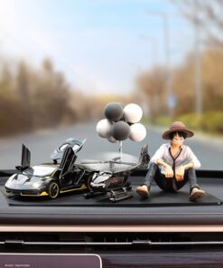 Bộ mô hình Luffy và siêu xe để taplo