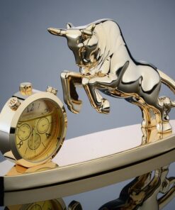 Tượng Bò Tót Thịnh Vượng Kèm Đồng Hồ Vàng
