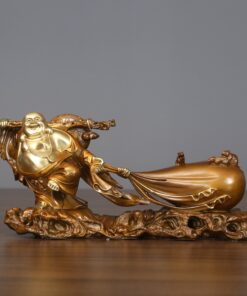 Tượng Di Lặc kéo tiền vàng trang trí