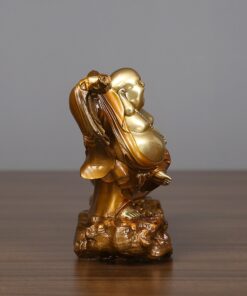 Tượng Di Lặc kéo tiền vàng trang trí