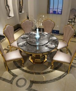 Bộ bàn ăn mặt đá hoa cương phong cách Châu Âu