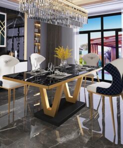 Bộ bàn ăn chân chữ V sang trọng