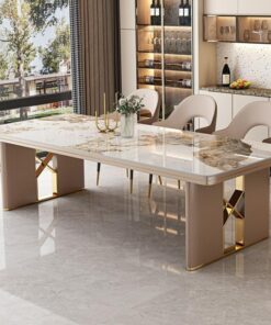 Bộ bàn ăn mặt đá phiến sang trọng