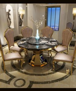 Bộ bàn ăn mặt đá hoa cương phong cách Châu Âu