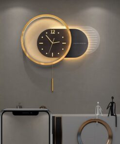 Đồng hồ treo tường kết hợp đèn Led hiện đại