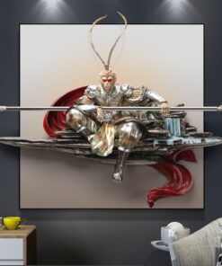 Tranh 3D Tông Ngộ Không trang trí nền tường trên sofa