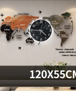 Tranh đồng hồ treo tường hình bản đồ Thế Giới