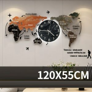 Tranh đồng hồ treo tường hình bản đồ Thế Giới