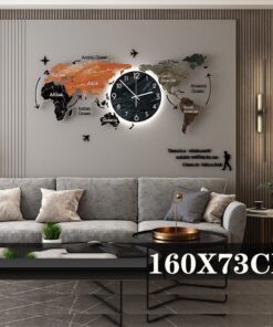 Tranh đồng hồ treo tường hình bản đồ Thế Giới