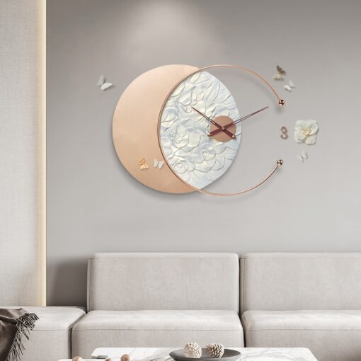 dong-ho-treo-tuong-hoa-tiet-hoa-3d (3) Đồng Hồ Treo Tường Họa Tiết Hoa 3D