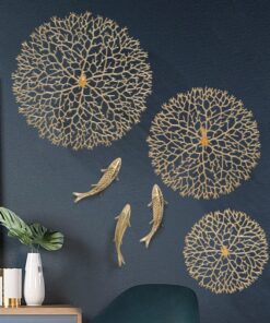 Phù điêu treo tường đàn cá bằng đồng