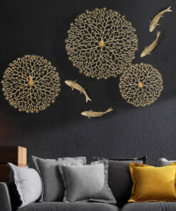 Phù điêu treo tường đàn cá bằng đồng