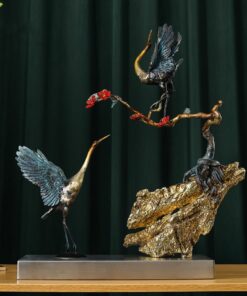 Hạc uyên ương bằng đồng bày trí phòng khách