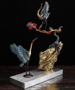 Hạc uyên ương bằng đồng bày trí phòng khách