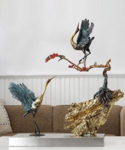 Hạc uyên ương bằng đồng bày trí phòng khách