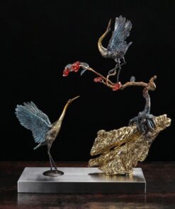 Hạc uyên ương bằng đồng bày trí phòng khách