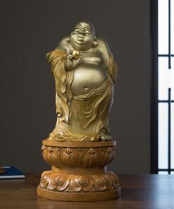 Tượng Di Lặc An Nhiên Phúc Lạc Trên Đài Sen Vàng